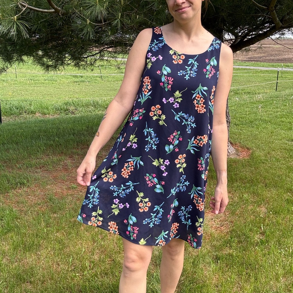 Navy Floral Dress
